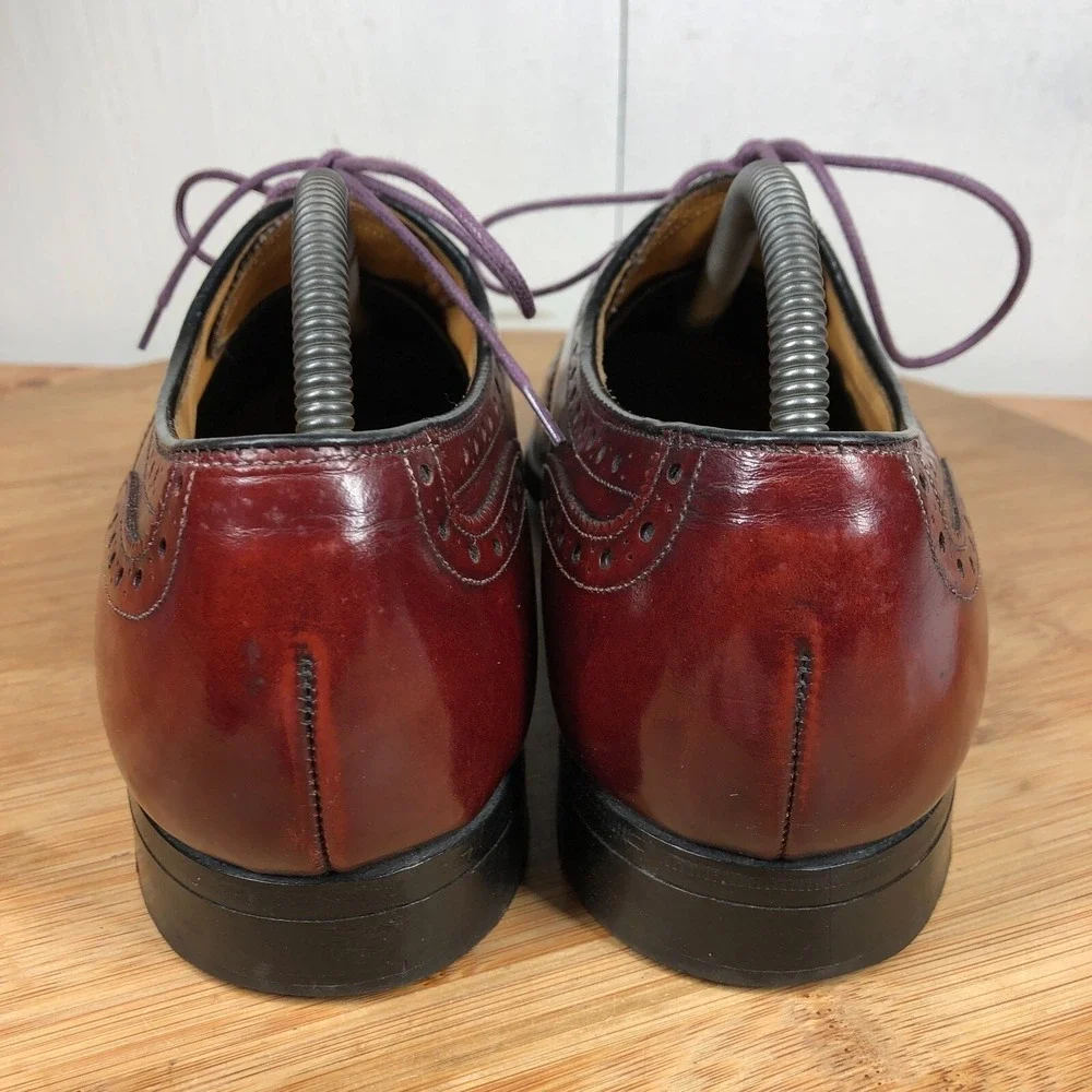 Johnston Murphy Mens size 9 Vintage Oxfords Dress Red Leather Wingtip Classic